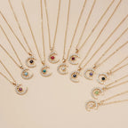 Necklace with Rhinestone Moon Pendant Birthstone