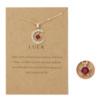 Necklace with Rhinestone Moon Pendant Birthstone
