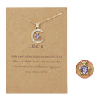 Necklace with Rhinestone Moon Pendant Birthstone