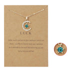 Necklace with Rhinestone Moon Pendant Birthstone
