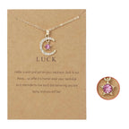 Necklace with Rhinestone Moon Pendant Birthstone