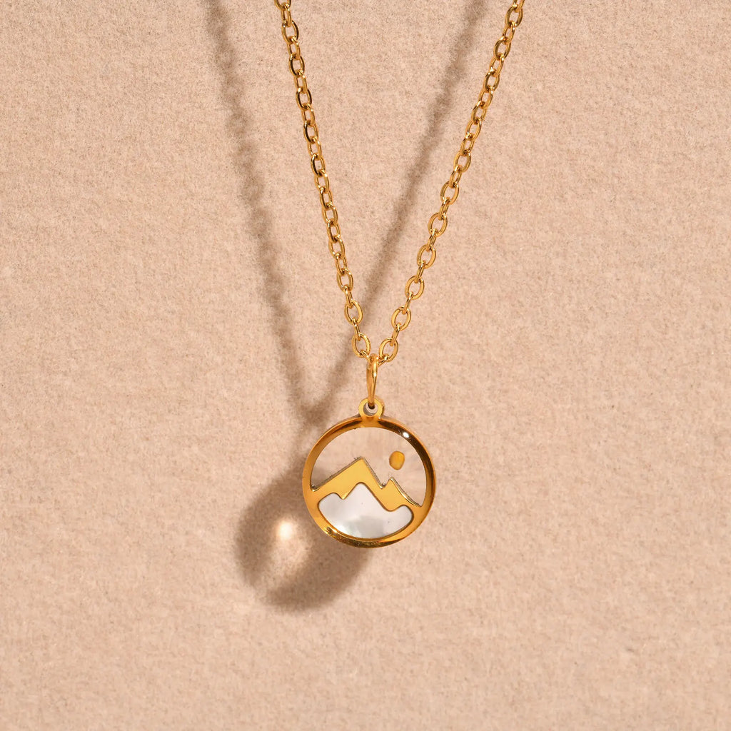 Necklace with Mountain and Moon Pendant