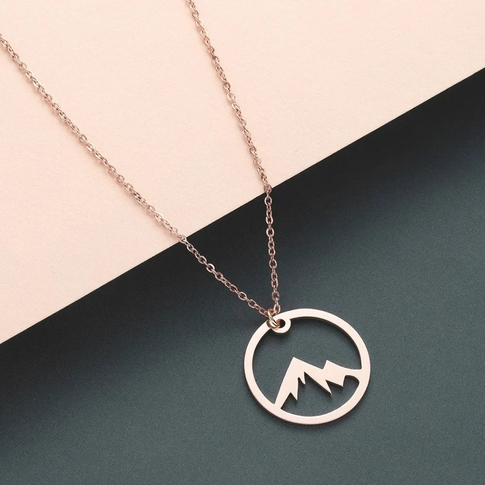 Mountain Pendant Necklace for Men or Women rose gold