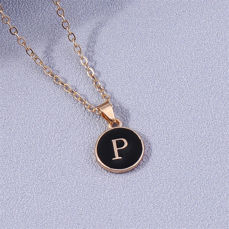 Colored Initial Pendant Necklace p