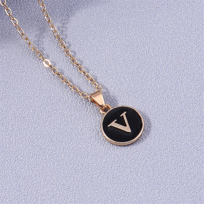 Colored Initial Pendant Necklace v