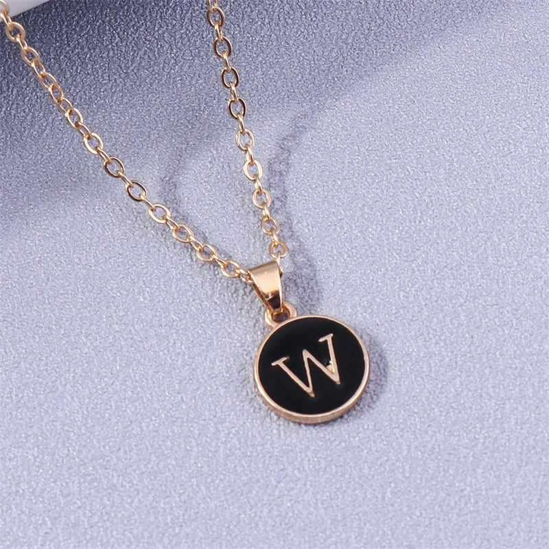 Colored Initial Pendant Necklace w