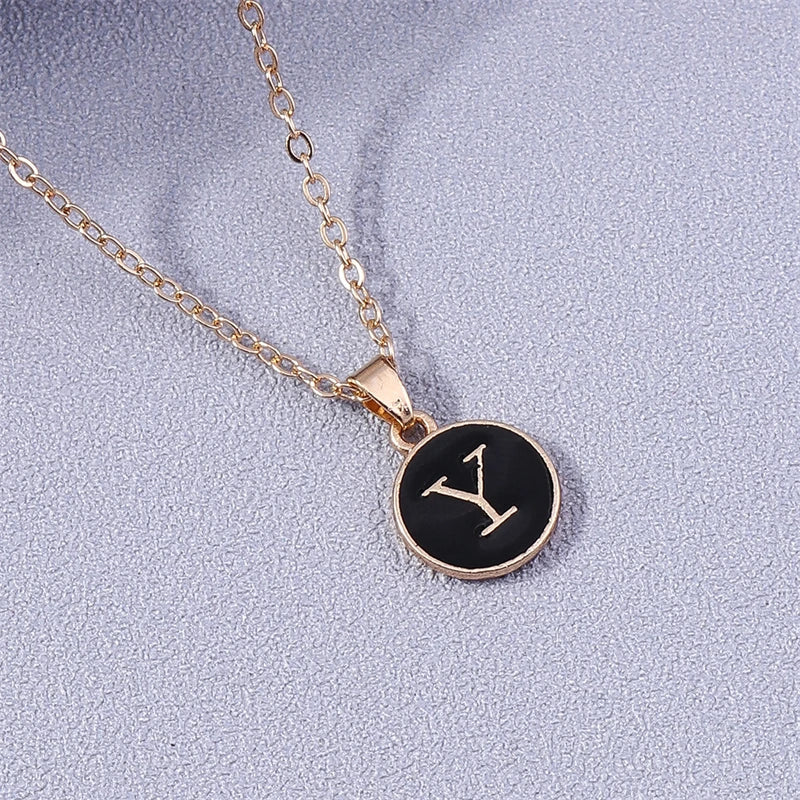 Colored Initial Pendant Necklace y