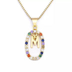 Oval Initial Pendant Necklace m
