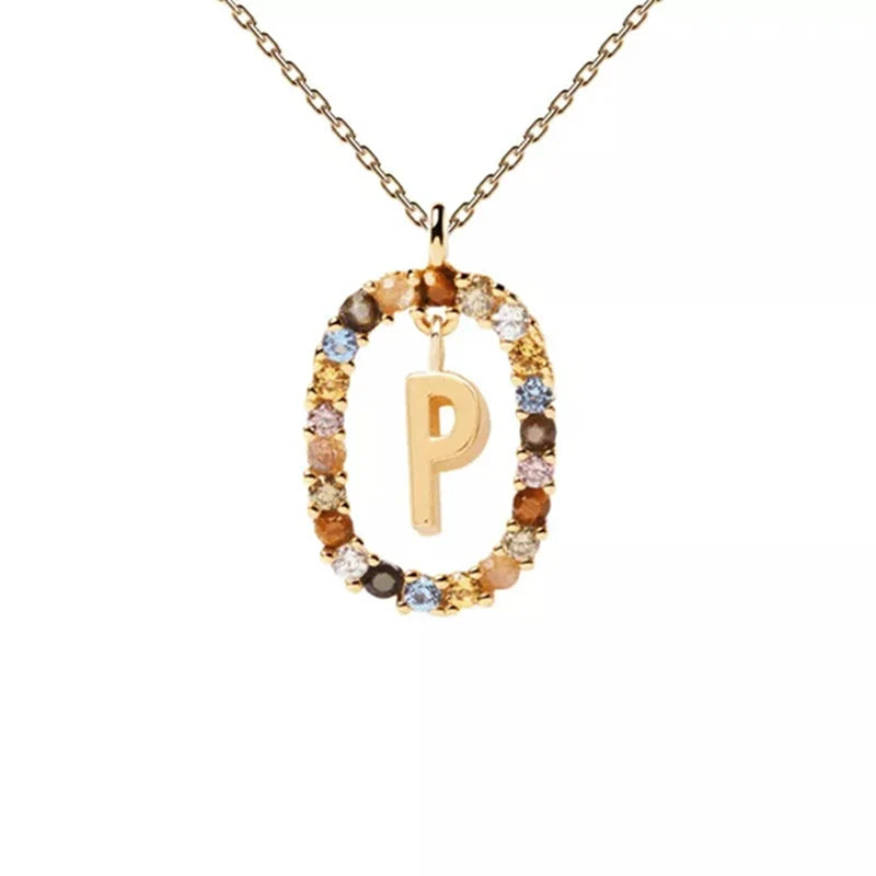Oval Initial Pendant Necklace p