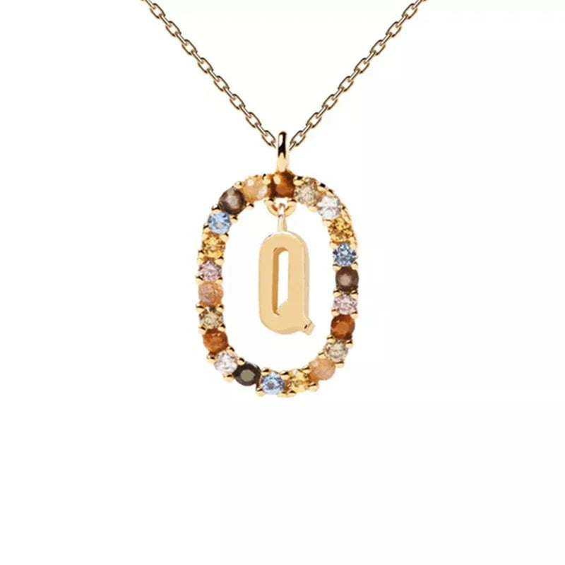 Oval Initial Pendant Necklace q