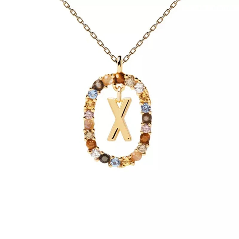 Oval Initial Pendant Necklace x