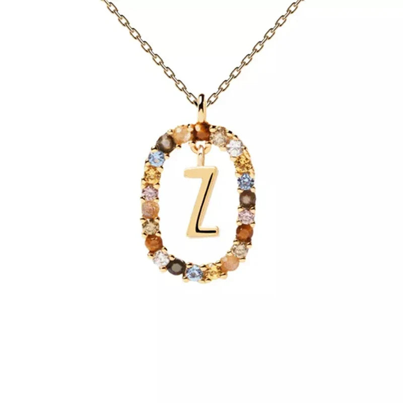 Oval Initial Pendant Necklace z