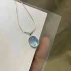 Necklace with Oval Pendant Moonstone