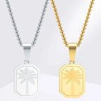 Necklace with geometric palm tree pendant gold