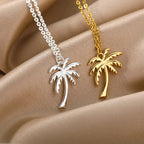 Palm Tree Pendant Necklace for Women silver