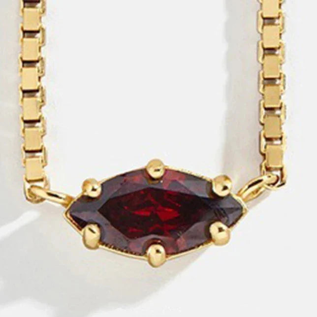 Birthstone eye-shaped pendant necklace January
