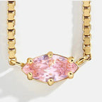 Birthstone eye-shaped pendant necklace October