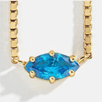 Birthstone eye-shaped pendant necklace December