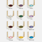 Birthstone eye-shaped pendant necklace
