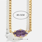 Birthstone eye-shaped pendant necklace