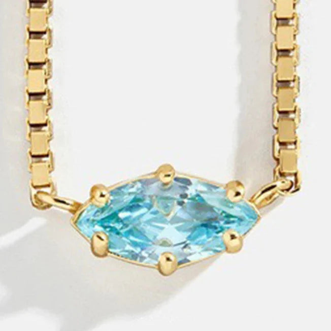 Birthstone eye-shaped pendant necklace March