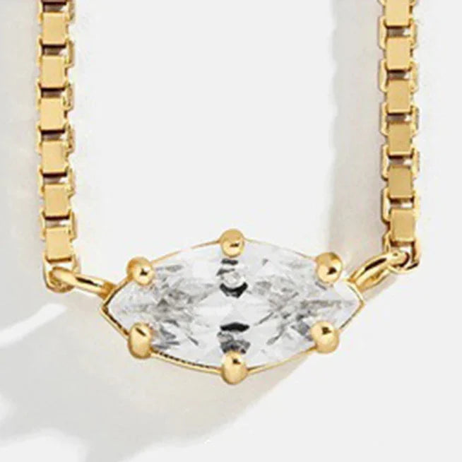 Birthstone eye-shaped pendant necklace April