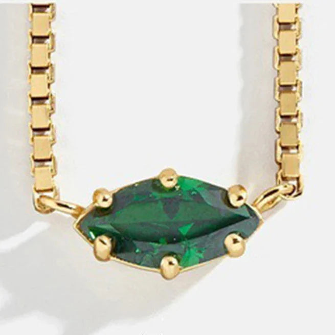 Birthstone eye-shaped pendant necklace May