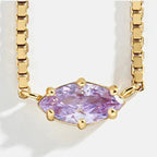 Birthstone eye-shaped pendant necklace June