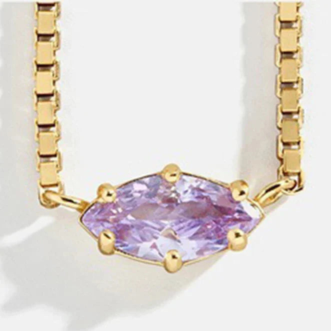 Birthstone eye-shaped pendant necklace June