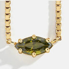 Birthstone eye-shaped pendant necklace August