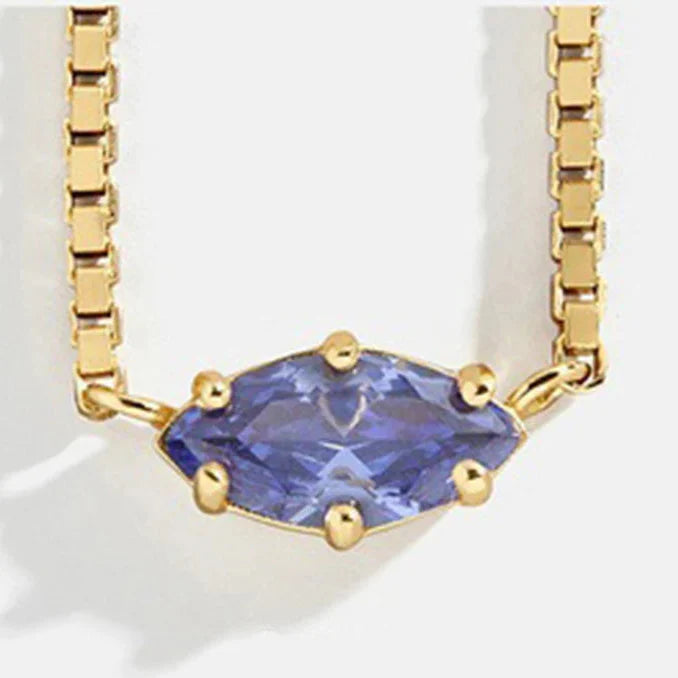 Birthstone eye-shaped pendant necklace September