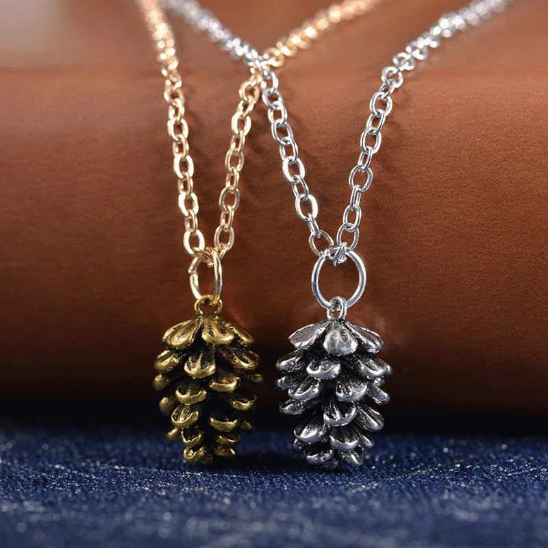 Necklace with Pinecone Pendant for Women silver