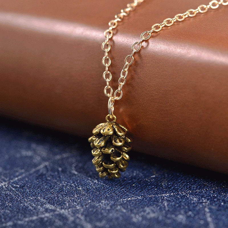 Necklace with Pinecone Pendant for Women gold