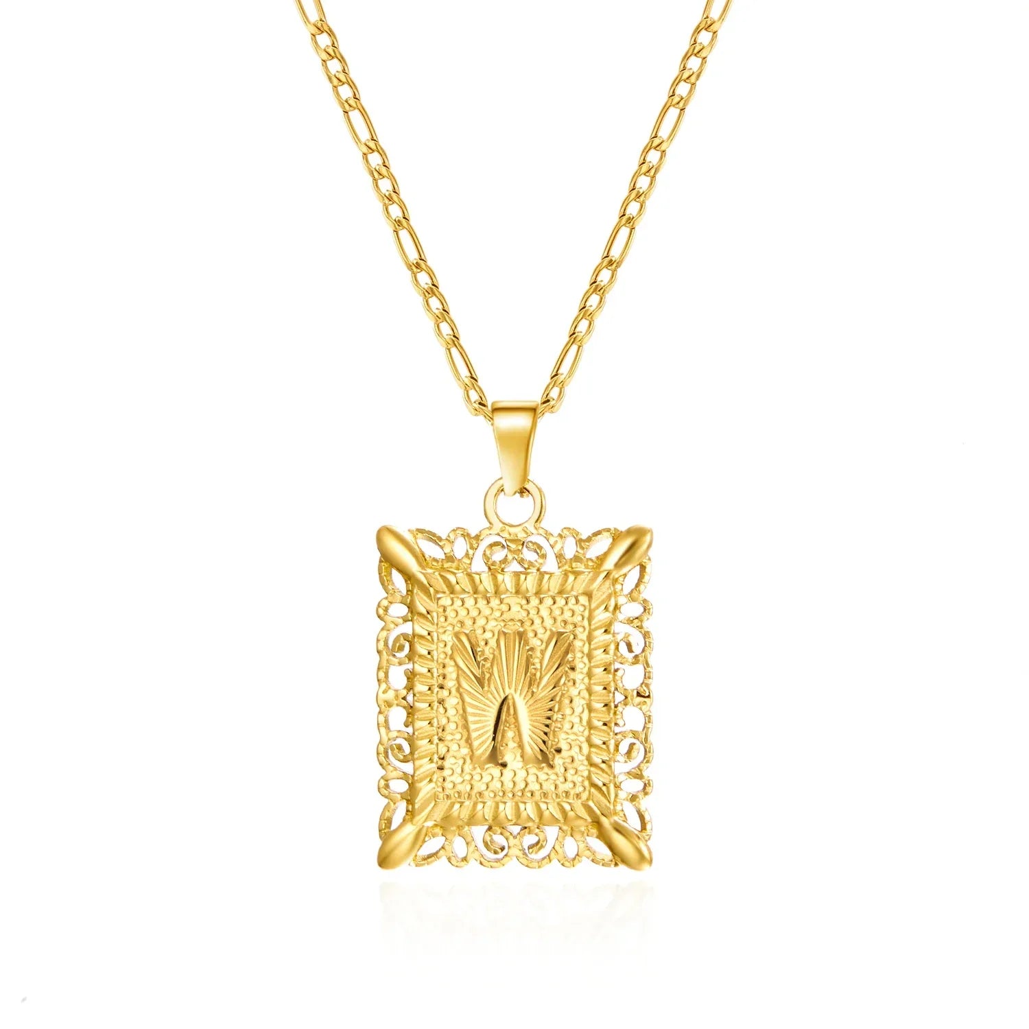 Necklace with rectangular initial pendant w