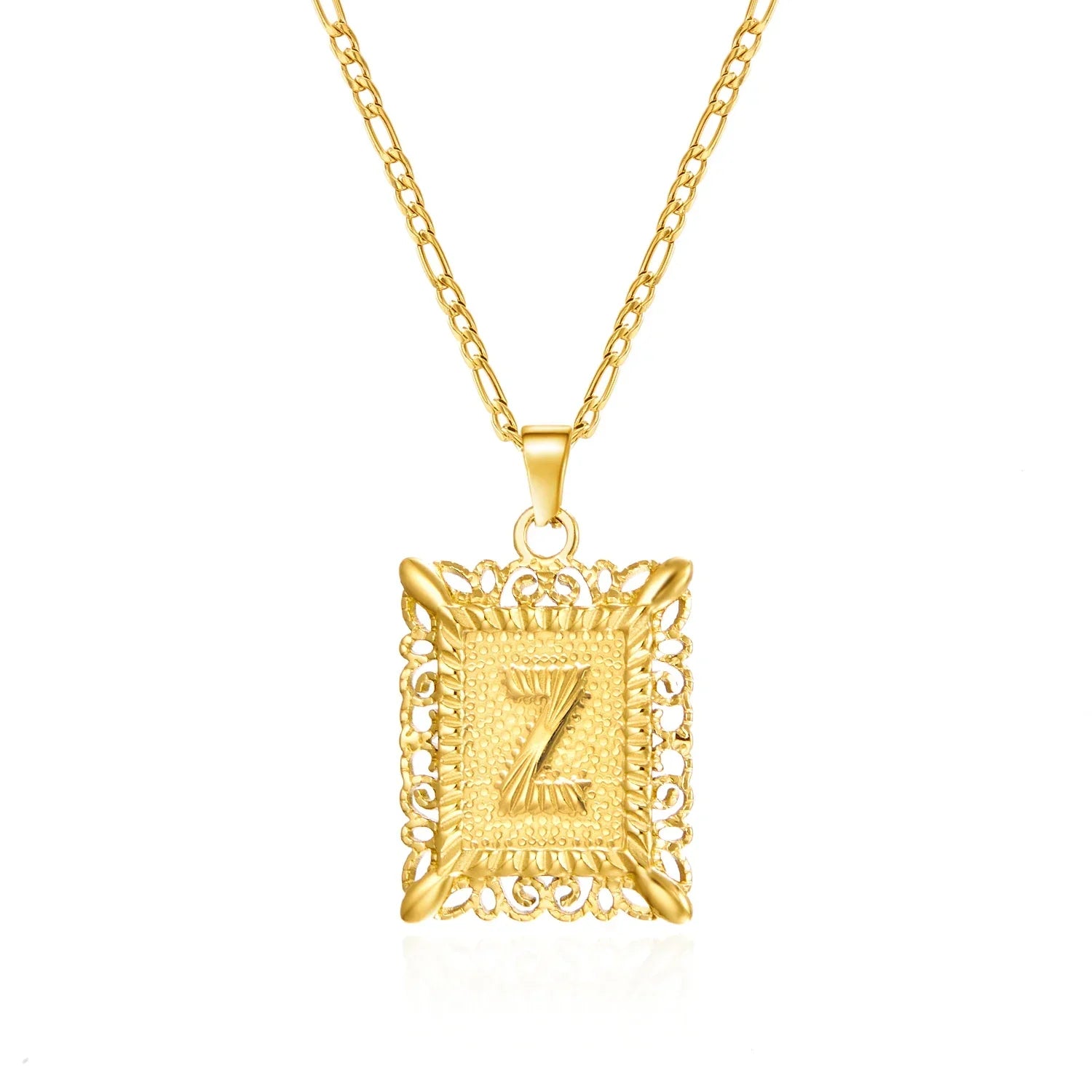 Necklace with rectangular initial pendant z