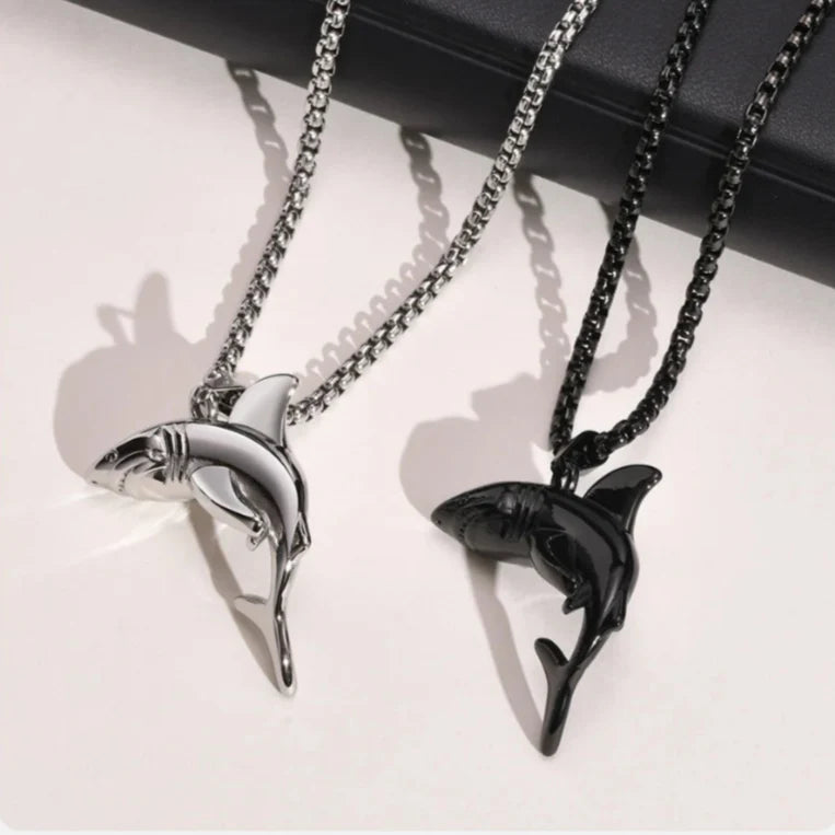Necklace with Shark Pendant for Men black