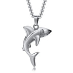 Necklace with Shark Pendant for Men silver