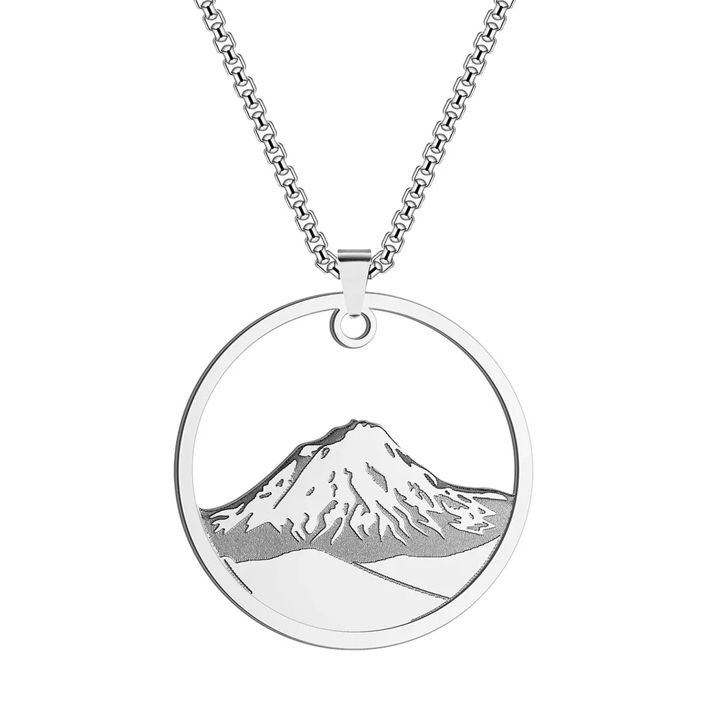 Necklace with Round Mountain Pendant silver