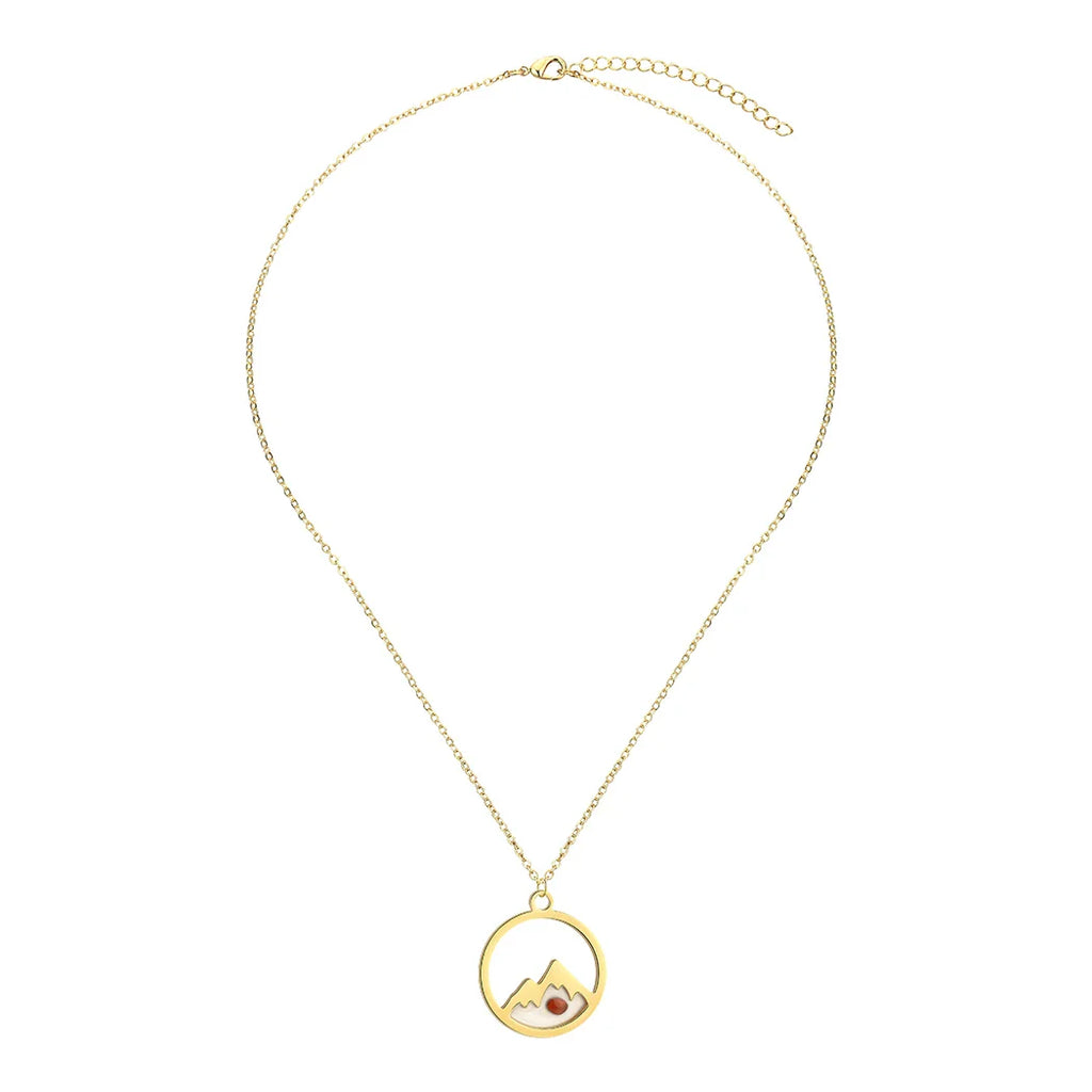 Necklace with Round Pendant Mountain and Seed