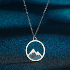 Necklace with Round Pendant Mountain and Silver Seed