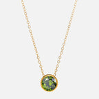 Necklace with round birthstone pendant for women
