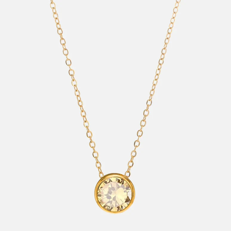 Necklace with round birthstone pendant for women