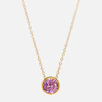 Necklace with round birthstone pendant for women