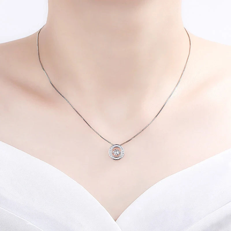 Rotating Anti-stress Zircon Pendant Necklace