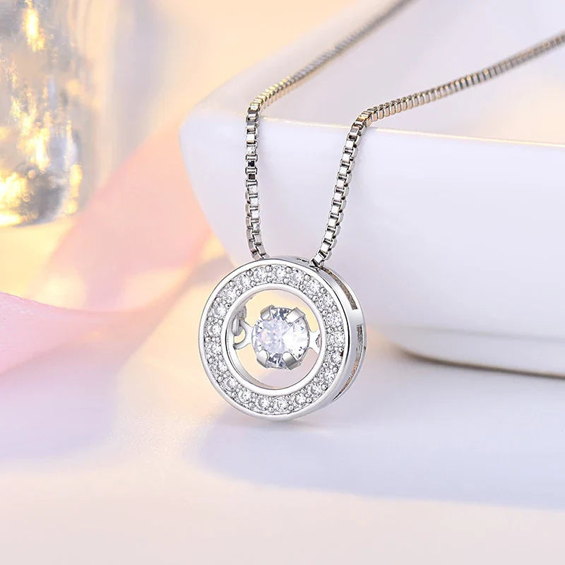 Rotating Anti-stress Zircon Pendant Necklace