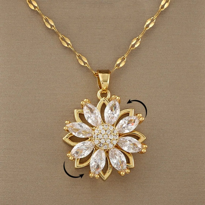 Rotating Flower Anti-Stress Pendant Necklace for Women