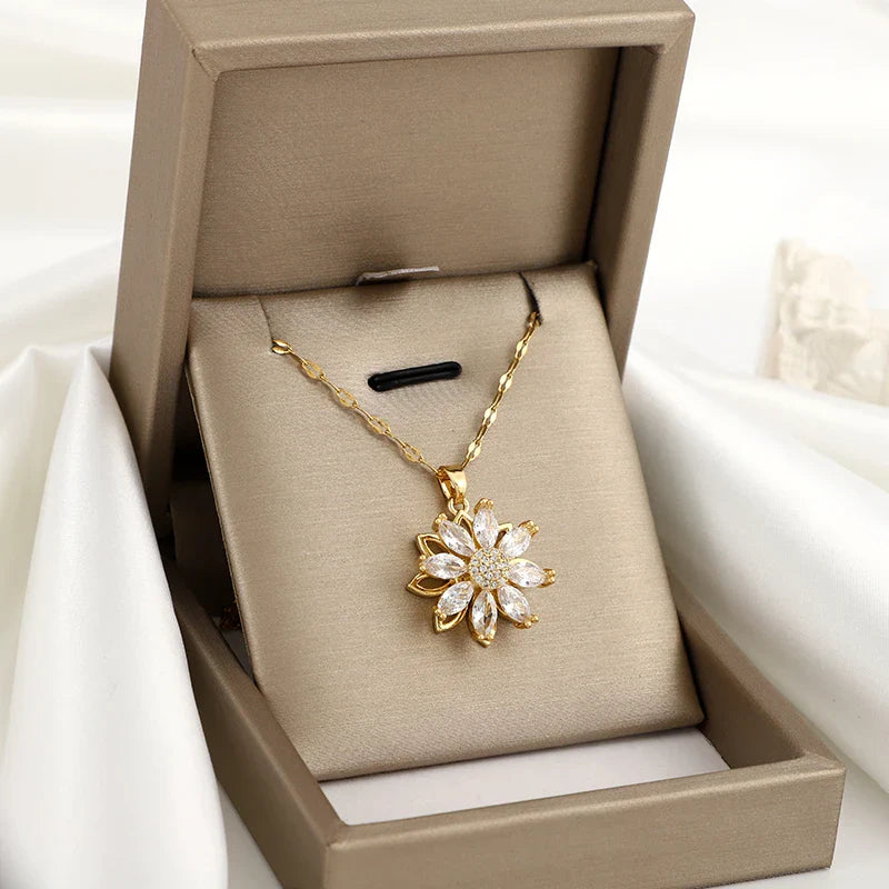 Rotating Flower Anti-Stress Pendant Necklace for Women
