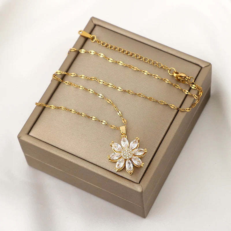 Rotating Flower Anti-Stress Pendant Necklace for Women