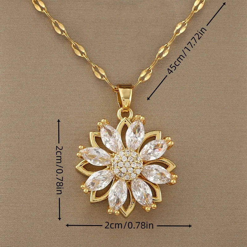 Rotating Flower Anti-Stress Pendant Necklace for Women