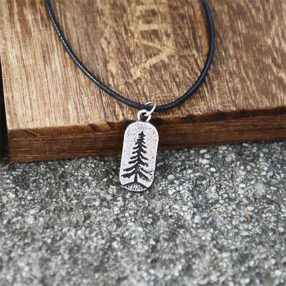 Necklace with Silver Pine Tree Pendant